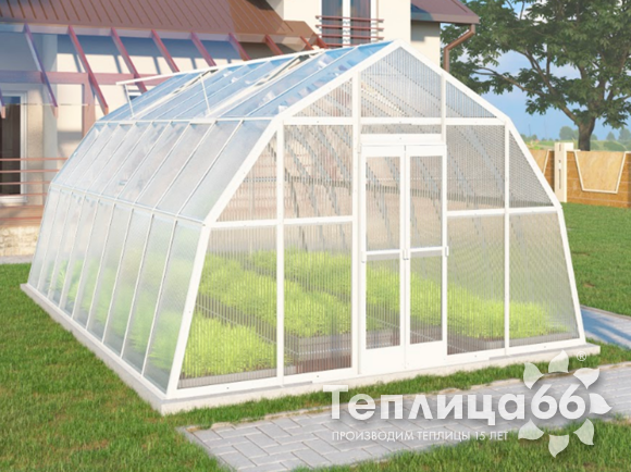 Теплица Рада Каспий из поликарбоната, 4х6 метров, белая